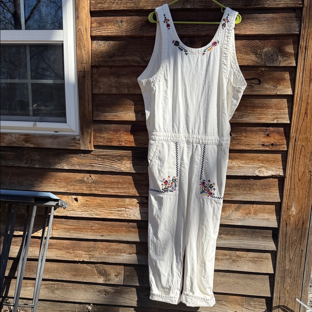 Lucky brand jumpsuit  low back floral embroidery